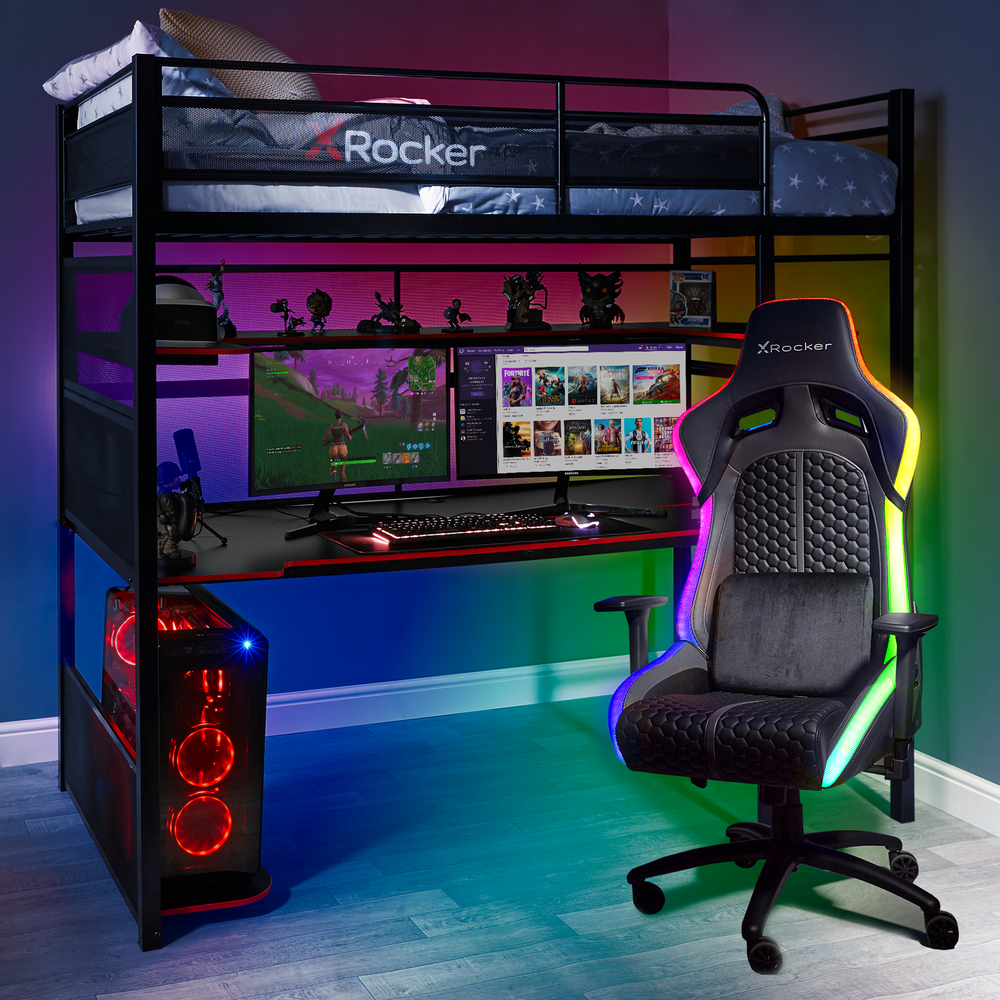 Battlebunk Gaming High Sleeper Bed with Desk