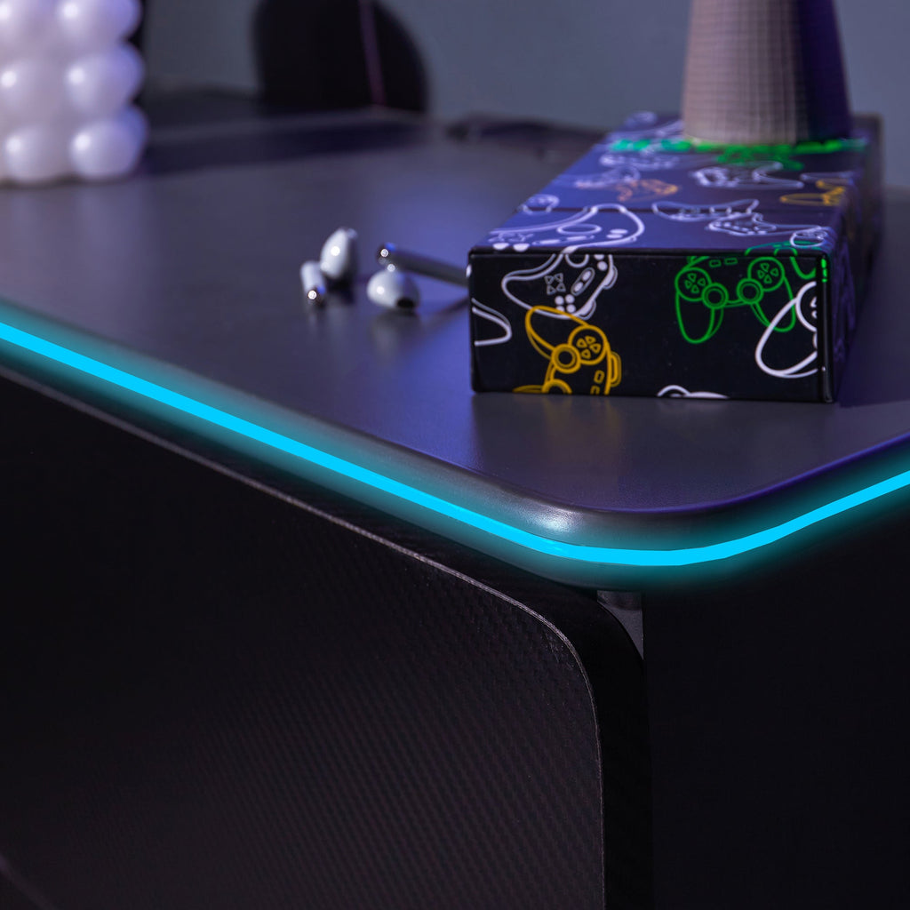 Carbon-Tek LED Chest of 3 Drawers - Grey / Red RGB