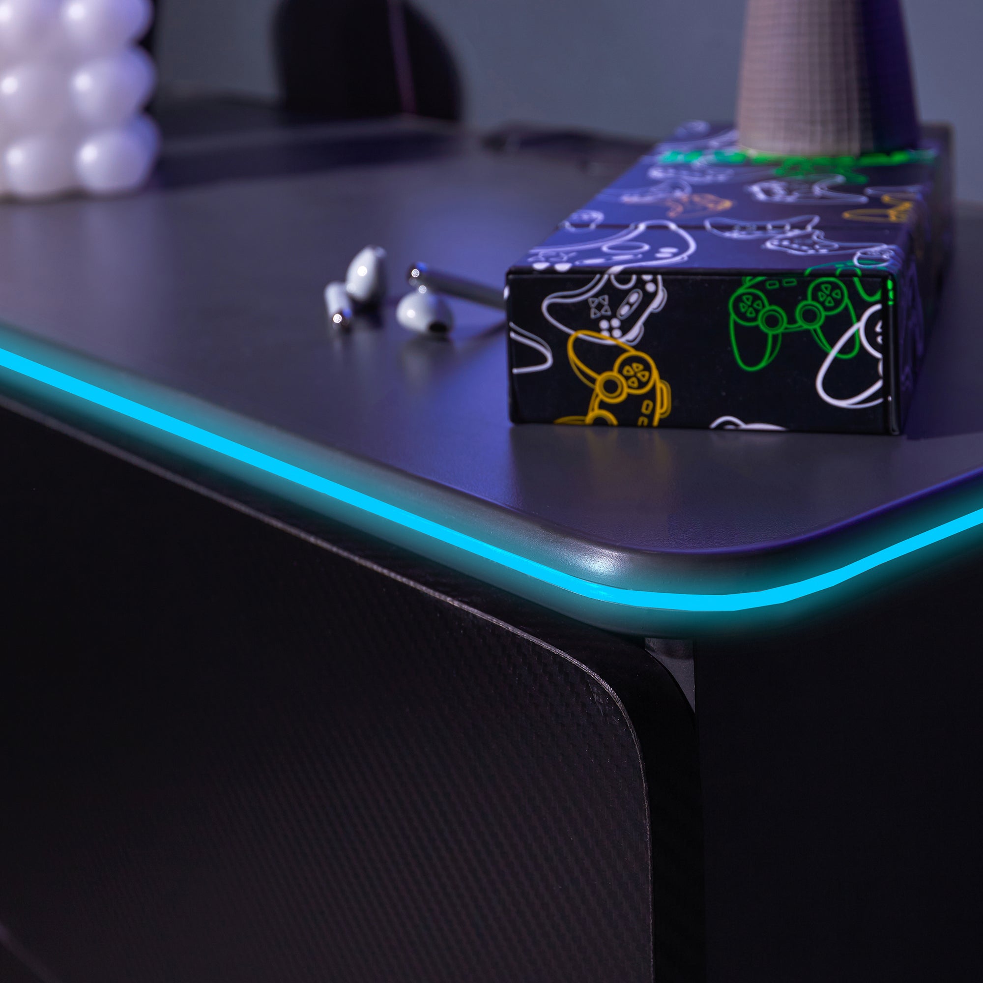 Carbon-Tek LED Chest of 3 Drawers - Grey / Red RGB