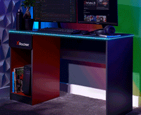 Carbon-Tek 120cm LED Gaming Desk with Wireless Charging - Grey / Red RGB