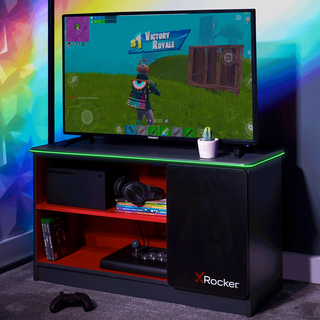 Carbon-Tek LED TV Media Unit - Grey / Red RGB