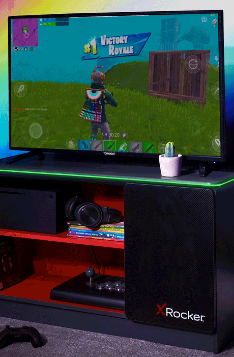 Carbon-Tek LED TV Media Unit - Grey / Red RGB