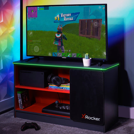 Carbon-Tek LED TV Media Unit - Grey / Red RGB