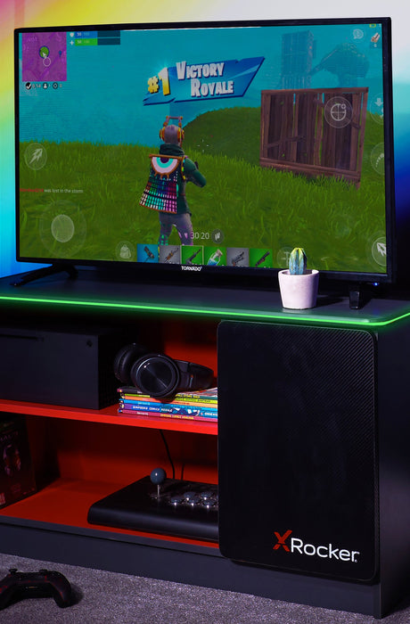 Carbon-Tek LED TV Media Unit - Grey / Red RGB
