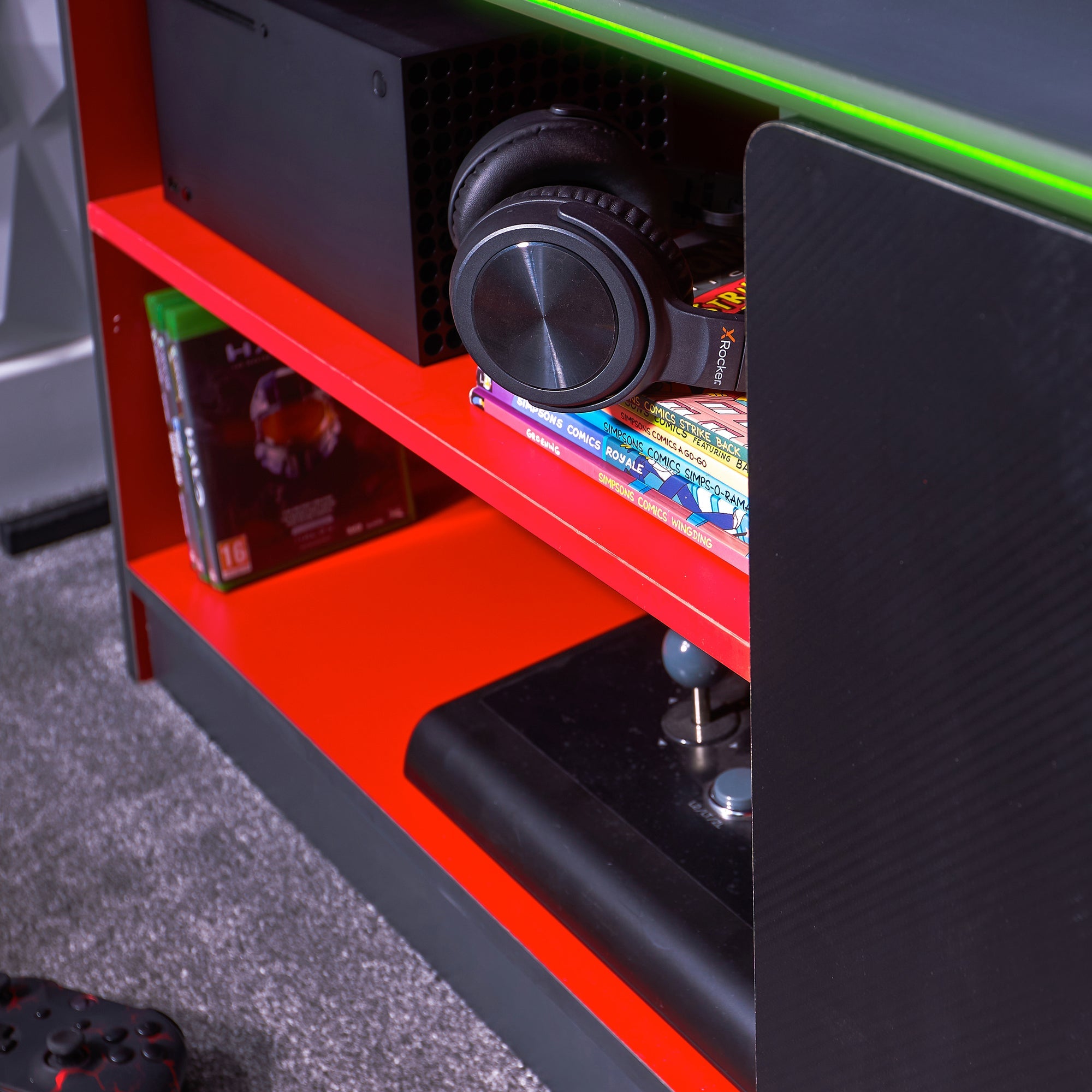 Carbon-Tek LED TV Media Unit - Grey / Red RGB