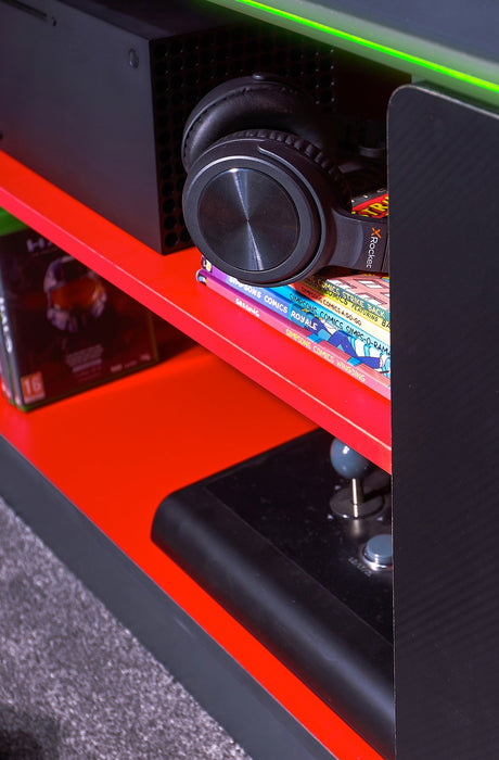 Carbon-Tek LED TV Media Unit - Grey / Red RGB