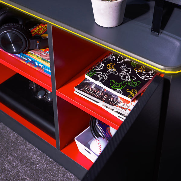 Carbon-Tek LED TV Media Unit - Grey / Red RGB