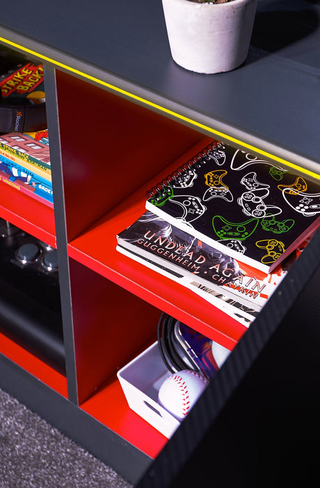Carbon-Tek LED TV Media Unit - Grey / Red RGB