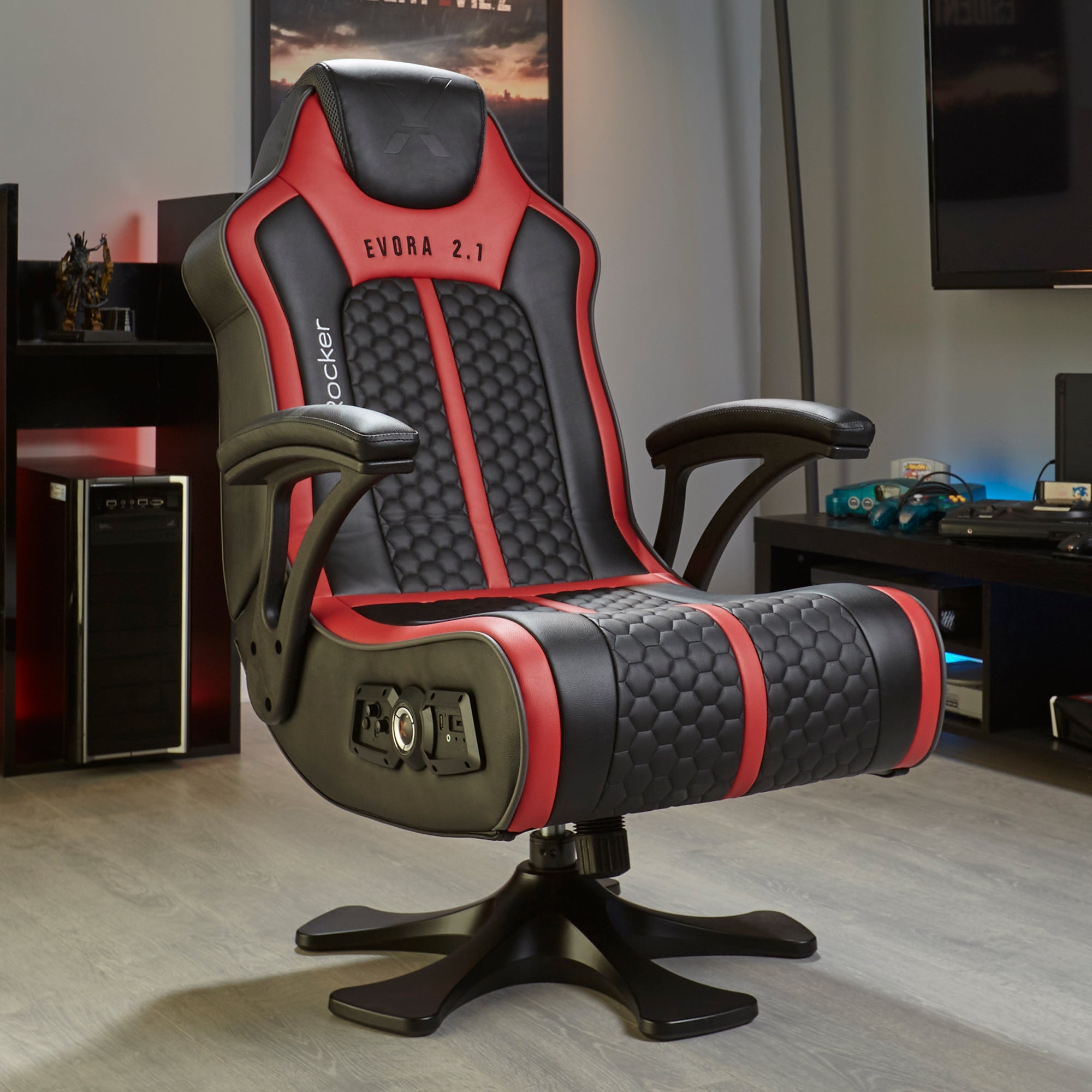 Evora 2.1 Audio Console Gaming Chair - Black / Red