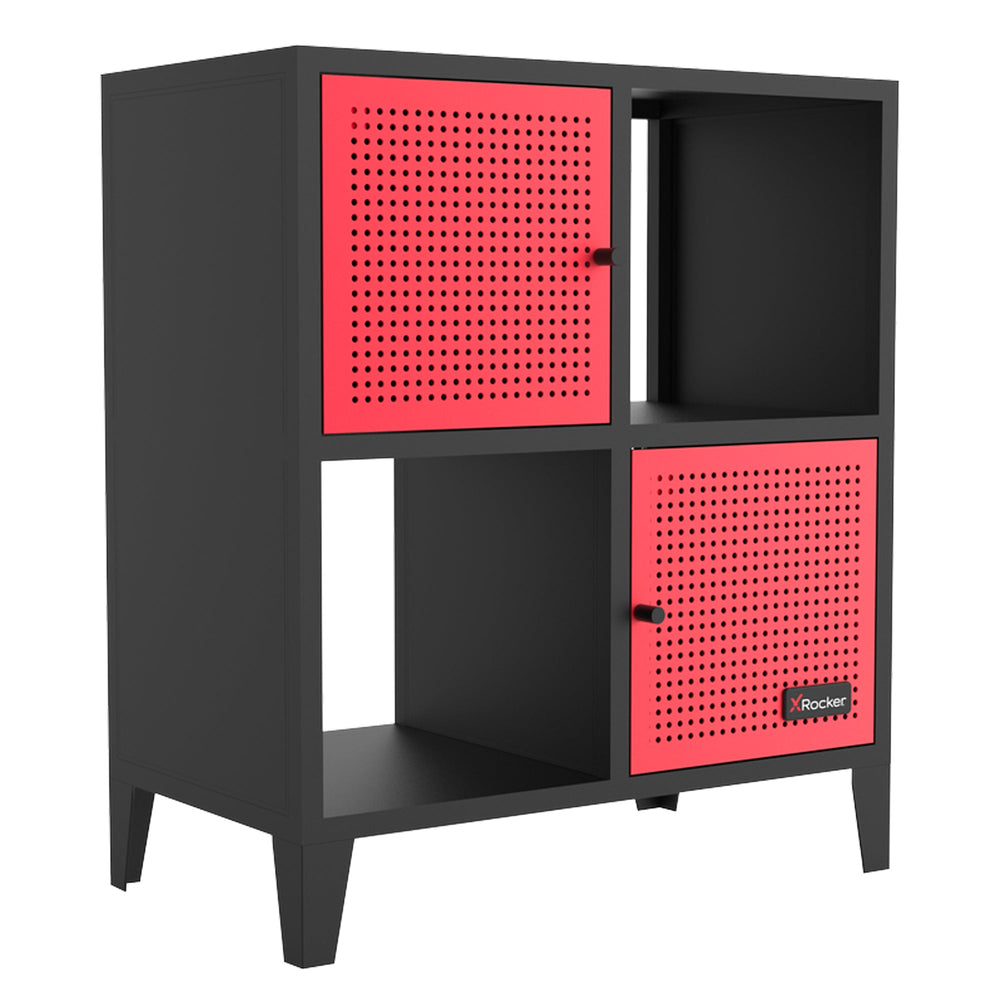 Mesh-Tek Square 4 Cube Storage Cabinet - Black / Red