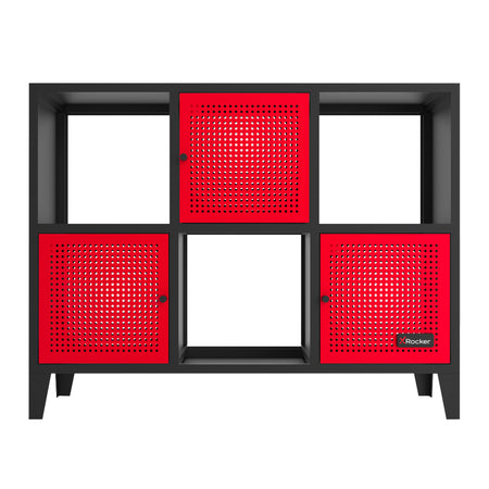 Mesh-Tek Wide 6 Cube Storage Cabinet - Black / Red