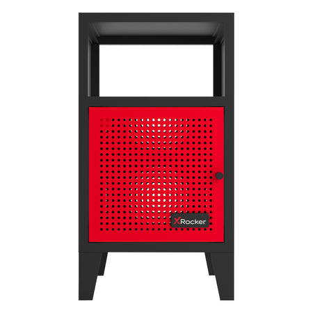 Mesh-Tek Bedside Table Storage Cabinet - Black / Red