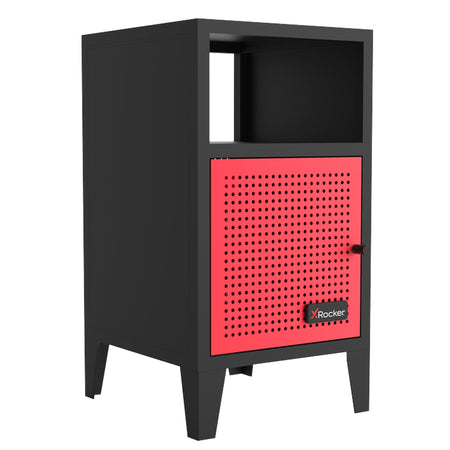 Mesh-Tek Bedside Table Storage Cabinet - Black / Red