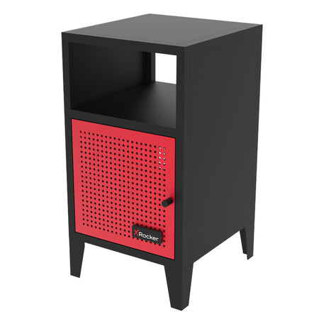 Mesh-Tek Bedside Table Storage Cabinet - Black / Red