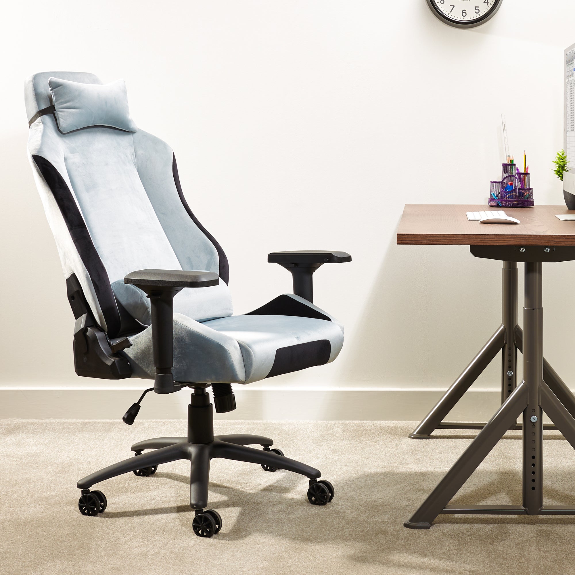 Messina Ergonomic PC Office Gaming Chair - Fabric Silver