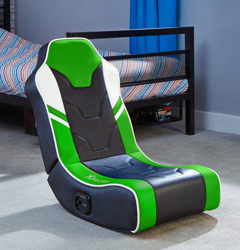 Shadow 2.0 Audio Floor Rocker Gaming Chair for Kids - Green / Black