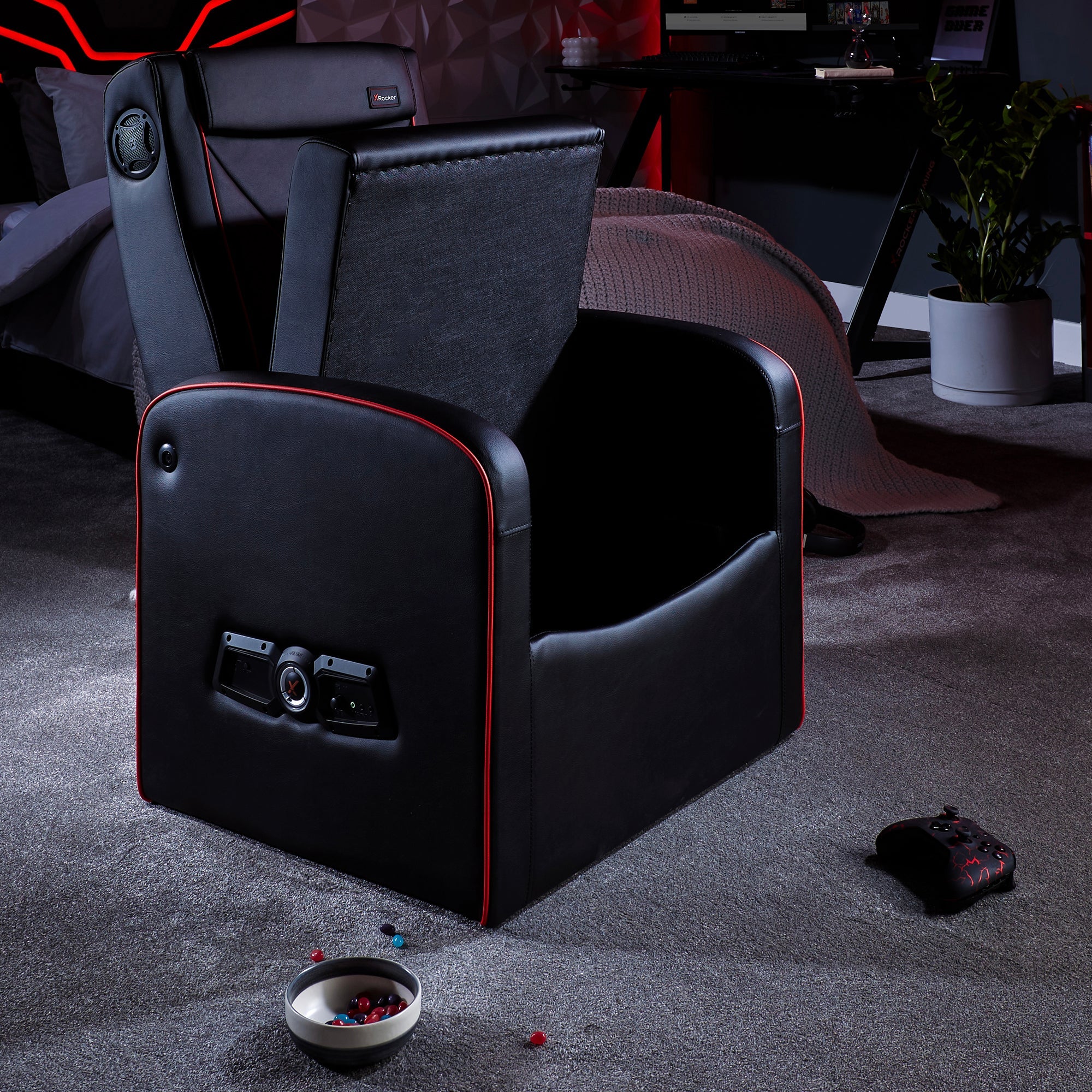 Shift Luxe Jr 2.1 Audio Ottoman Gaming Chair for Kids - Black