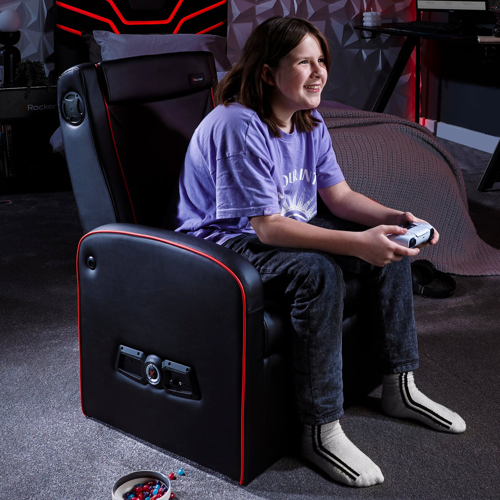 Shift Luxe Jr 2.1 Audio Ottoman Gaming Chair for Kids - Black