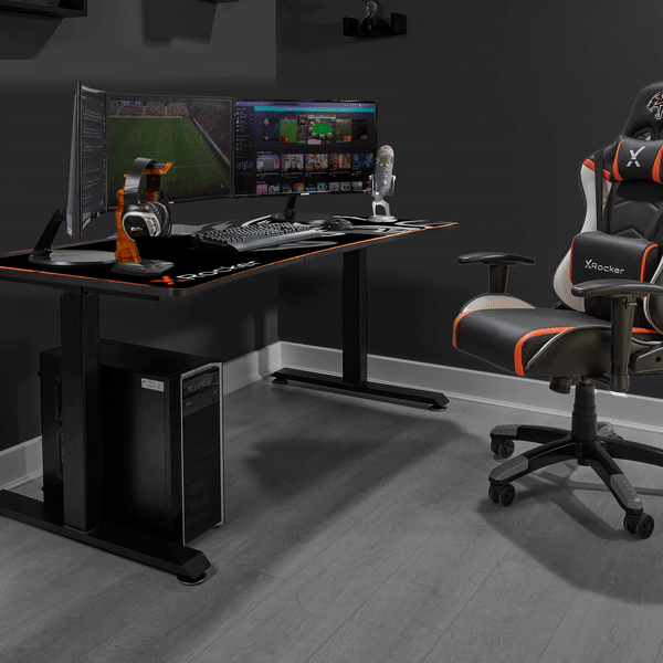 Cougar XL 160cm Height Adjustable Gaming Desk with Full Mousepad - Carbon Black