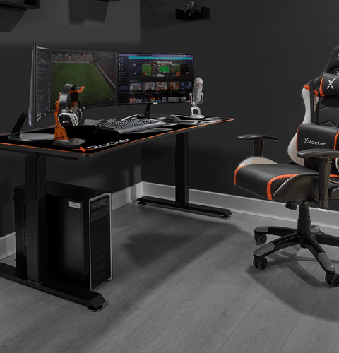 Cougar XL 160cm Height Adjustable Gaming Desk with Full Mousepad - Carbon Black
